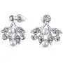 Bridal Large Fashion Vintage Style Leaves Leaf Motif Simulated White Pearl Cubic Zirconia Pave CZ Leaf Bib Statement Necklace Jewelry Set for Women Weddings