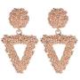 Hollow Geometric Large Square Dangle Earrings Metal Statement Drop Earrings Punk Bohemian Raised Textured Design Big Hoop Earrings for Women Fashion Jewelry