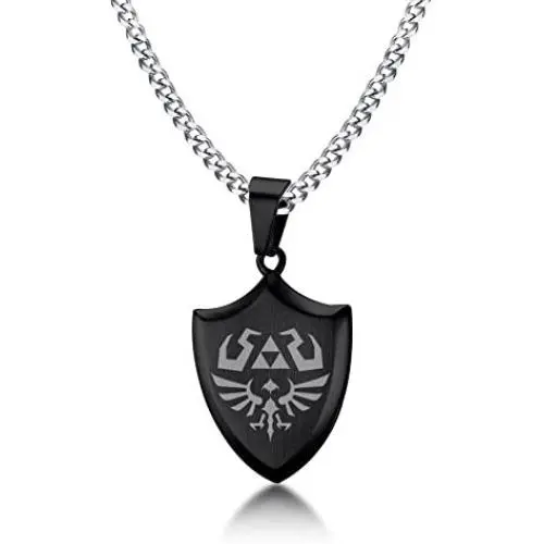 VNOX Legend of Zelda Breath of The Wild Stainless Steel Shield Pendant Necklace for Men Boy,24'' VNOX Legend of Zelda Breath of The Wild Stainless Steel Shield Pendant Necklace for Men Boy,24''