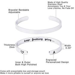 Bievochy Initial Cuff Bracelets Personalized Engraved Inspirational Bracelets for Women Jewelry Gifts
