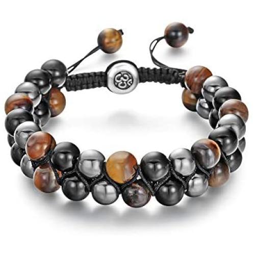 Lava Rock Bracelet Bead Bracelet -8MM Tiger Eye Bracelet Essential Oil Diffuser Healing Natural Stone Bead Bracelet Adjustable Chakra Unisex Yoga Bracelets