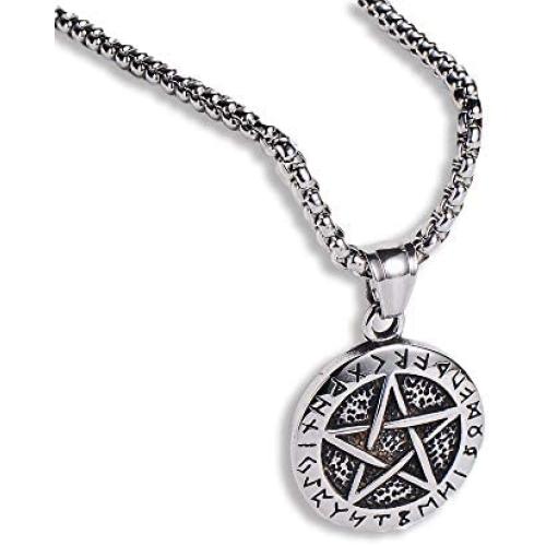 ULATREE Viking Jewelry Men Thor Hammer Pendant Necklace Viking Gifts for Men Stainless Steel Necklace for Men