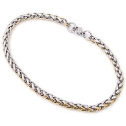 Stainless Steel 2 Tone Silver Gold Color Wheat Chain Link Bracelet 4mm 6mm 7 8 9 inches