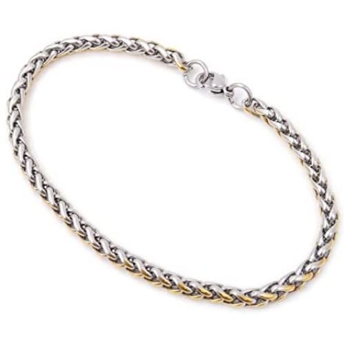 Stainless Steel 2 Tone Silver Gold Color Wheat Chain Link Bracelet 4mm 6mm 7 8 9 inches