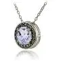 Ice Gems Sterling Silver Gemstone and Marcasite Halo Birthstone Necklaces