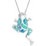 Honolulu Jewelry Company Sterling Silver Simulated Blue Opal Lucky Frog Necklace Pendant with 18'' Box Chain Honolulu Jewelry Company Sterling Silver Simulated Blue Opal Lucky Frog Necklace Pendant with 18'' Box Chain
