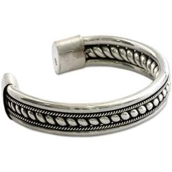 NOVICA .925 Sterling Silver Twist Motif Cuff Bracelet, 6.0'', Strength of Celuk