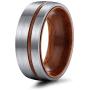 TIGRADE 6mm 8mm Titanium Wedding Band Brushed and Polished Ring with Nature Wood Inlay Size 6-13