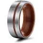 TIGRADE 6mm 8mm Titanium Wedding Band Brushed and Polished Ring with Nature Wood Inlay Size 6-13