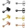 LDier Tiny Stud Earrings for Women - 4 Pairs Stainlss Steel Small Stud Earrings with Clear CZ Round Ball - Perfect Suitable for Party, Date, Office, Wedding or Daily Wear