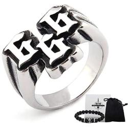Gungneer Satan 666 Ring for Men Stainless Steel Spiritual Strength Angel Devil Number Satanic Jewelry Accessory