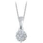 1/6 ct Round White Natural Diamond 10K Yellow White Gold 7 Stone Diamond Flower Pendant Necklace for Teens Womens