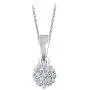 1/6 ct Round White Natural Diamond 10K Yellow White Gold 7 Stone Diamond Flower Pendant Necklace for Teens Womens