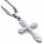 Elfasio Jewelry Stainless Steel Cross Pendant Necklace Mens Boys Chain Silver Tone 18-30inch