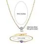 Meeran Evil Eye Necklace Bracelet Set,18K Gold Plated Stainless Steel Dainty Necklace for Women Girls