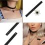 yfstyle 4 Pcs Gothic Leather Choker Necklaces Bracelets for Women Girls Black PU Spike Layere Lock Necklaces Adjustable Double Layer O Ring Collar Heart Necklace Punk Jewelry Gifts