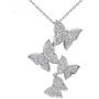 XINSHUN 925 Silver Long Zircon Butterfly Necklaces Pendant Fashion Sterling Silver Jewelry Statement Chain Necklace for Women Ladies Girls Gifts