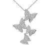 XINSHUN 925 Silver Long Zircon Butterfly Necklaces Pendant Fashion Sterling Silver Jewelry Statement Chain Necklace for Women Ladies Girls Gifts