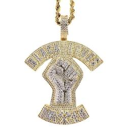 Shop-iGold Custom BLM Men Women 925 Italy Gold Finish Iced Silver Charm Ice Out Pendant Stainless Steel Real 3 mm Rope Chain, Mans Jewelry, Iced Pendant, Rope Necklace 16''- 24''