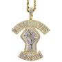 Shop-iGold Custom BLM Men Women 925 Italy Gold Finish Iced Silver Charm Ice Out Pendant Stainless Steel Real 3 mm Rope Chain, Mans Jewelry, Iced Pendant, Rope Necklace 16''- 24''