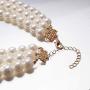 Faux Big White Pearl 3 Layer Chunky Necklace and Earrings Bib Costume Jewelry Set