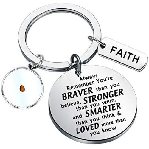 BAUNA Inspirational Mustard Seed Faith Keychain Christian Gifts Always Remember You are Braver Than You Believe Religious Jewelry