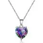 10mm Simulated Mystic Topaz Rainbow Heart Cubic Zirconia Solitaire Pendant Necklace Platinum Plated Y891