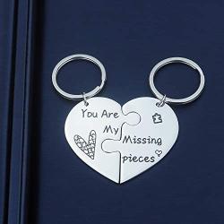 SIDIMELO for Girlfriend Boyfriend Couple 2pc Heart Puzzle Keychain Couple Jewelry Engrave You are My Missing Piece