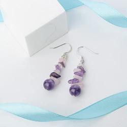 YACQ Sterling Silver Natural Gemstone Dangle Earrings Handcrafted Jewelry for Women