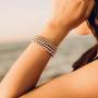 HAIAISO 14K Gold Plated Bead Ball Bracelet for women, Stackable Adjustable Elastic Beaded Bracelet for Women Girls Jewelry Gift