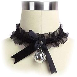 SUPER Q Handmade Cosplay Choker Lolita Kitty Bell Collar Women Leather Bow Choker Necklace