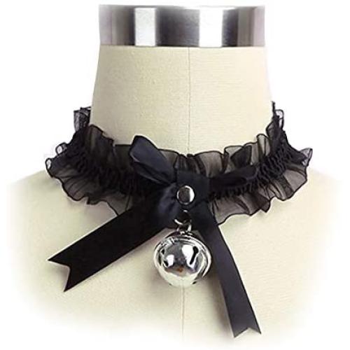 SUPER Q Handmade Cosplay Choker Lolita Kitty Bell Collar Women Leather Bow Choker Necklace