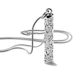 Dankadi Womens 925 Silver Necklace-Bohemian Sterling Silver Patterned Cylindrical Pendant Necklace-100% Original Silver Snake Chain 45-60CM Fine Jewelry
