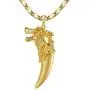 WESTMIAJW 24K Gold Plated Wolf Tooth Pendants Necklace Chain Jewelry for Men Boy 60cm,with Gift Box