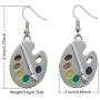 DAMLENG Unique Charm Paint Palette Dangle Earrings Paint Brush Drop Earrings For Women Artist Painter Jewelry Gifts (Silver)