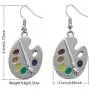 DAMLENG Unique Charm Paint Palette Dangle Earrings Paint Brush Drop Earrings For Women Artist Painter Jewelry Gifts (Silver) DAMLENG Unique Charm Paint Palette Dangle Earrings Paint Brush Drop Earrings For Women Artist Painter Jewelry Gifts (Silver)