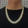 PY BLING Hip Hop Mens Full Iced Out 15mm 18K Gold/White Rose Gold Plated CZ Miami Cuban Link Chain Choker 18''-24'' Necklace or 8.5'' Bracelet