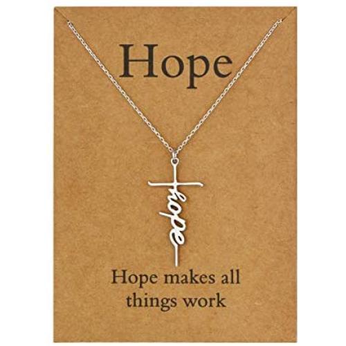 Lcherry Faith Cross Necklace S925 Sterilng Silver Faith Hope Belive Pendant Necklace Religious Jewelry for Women