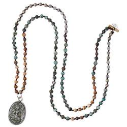 KELITCH Yoga Buddha Pendant Necklaces Y-Shaped Natural Stone Beaded Necklaces Statement Bracelets Mala Jewelry