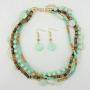 Coiris 4 Multi Strand Beaded Statement Necklace Earrings for Women 17.5'' Collar Necklace Set (N10048-mint Green)