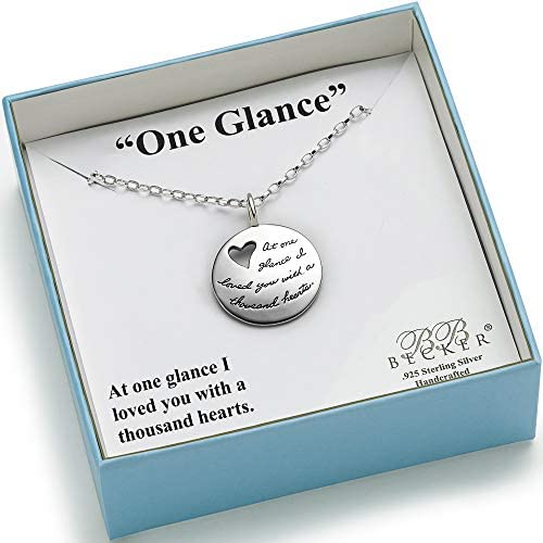 BB Becker One Glance Sterling Silver Necklace - Gift for Girlfriend/Wife, I Love You Heart Jewelry for Her, Romantic, Anniversary, Relationship, Birthday Gifts