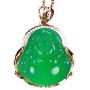 yigedan 14k Gold Plated Green Jade Gemstone Buddha Pendant Lucky Necklace