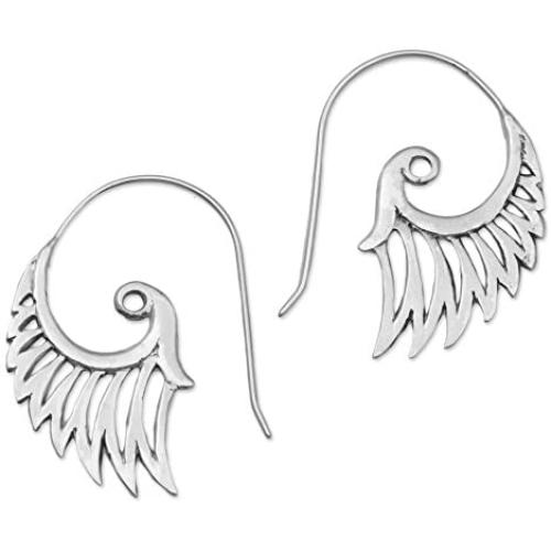 NOVICA Paisley Spiral .925 Sterling Silver Drop Earrings Winged Beauty