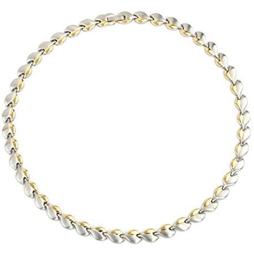 N+NITROLUBE Magnetic Therapy Necklace for Women Stainless Steel Necklace Chain Magnetic Jewelry Relieve Shoulder and Neck Pain (Silver-Gold)