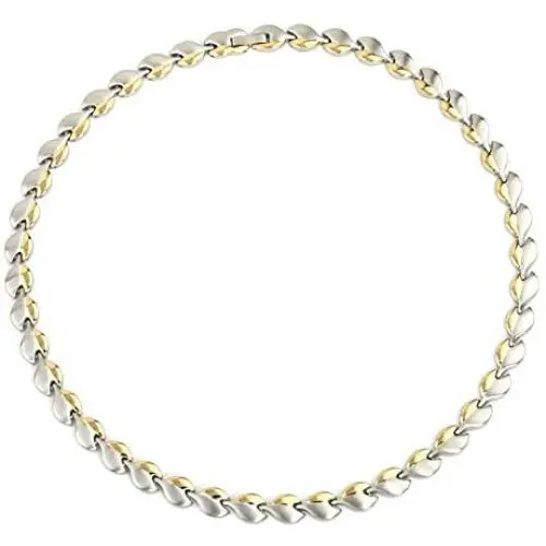 N+NITROLUBE Magnetic Therapy Necklace for Women Stainless Steel Necklace Chain Magnetic Jewelry Relieve Shoulder and Neck Pain (Silver-Gold)