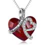 AOBOCO Heart Crystal Necklace I Love You Forever Birthstone Jewelry Gifts for Women