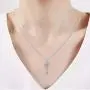 Jewelili Sterling Silver Natural White Round Diamond Accent Heart Key Pendant Necklace, 18'' Rolo Chain