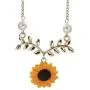 Set of 5 Sunflower Faux Pearl Leaf Chain Resin Boho Petal Pendant Necklace with Sunflower Bracelet Earrings Ring for Women Jewelry Accessories (Gold)