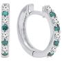 Dazzlingrock Collection 14K Round Gemstone & White Diamond Ladies Fine Dainty Hoop Earrings, White Gold