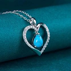 HAOSG 925 Sterling Silver Love Heart April Birthstone Simulated Diamond Necklace Mothers Day Birthday Jewelry Gifts for Her Women Girls, 16''+2'' Adjustable Chain